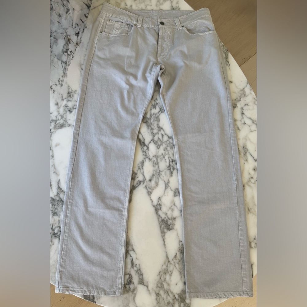 NWT ERMANNO SCERVINO Grey Jeans Cool Leather and Metal brand tag on back IT54 - Picture 2 of 12